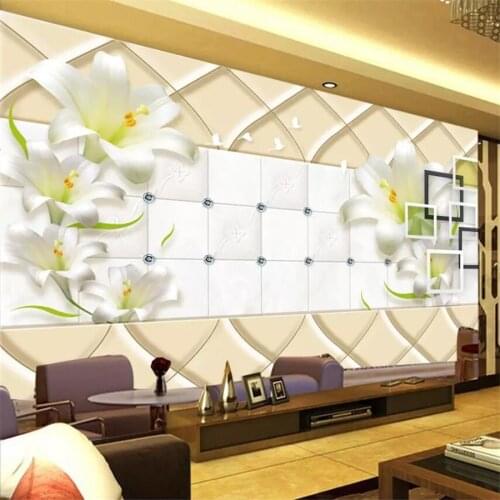 Beibehang Custom wallpaper 3D mural papier peint green lily soft bag background wall papel de parede para quarto photo wallpaper