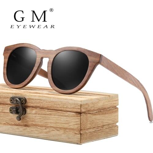 GM Black Walnut Wooden Frame Sunglasses With Coating Mirror Lens Bamboo Sunglasses UV400 Protection With Wooden Box