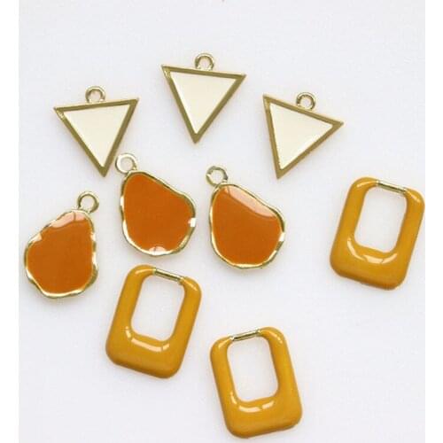 10 PCS Metal Alloy Drops Of Glaze Rectangle Triangle Water Drop Charms Pendant DIY Earrings Accessories For Jewelry Making