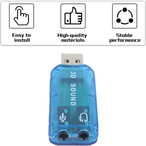 Portable Compact 3D Audio Card USB 1.1 Mic / Speaker Adapter 7.1 CH Surround Sound for PC Computer Laptop