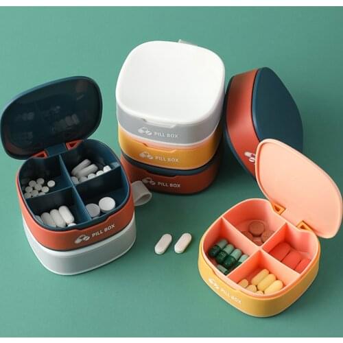 4 Cells Portable Pill Storage Box Plastic Pill Storage Container Grids Designed Travelling Sealed Mini Pill Box