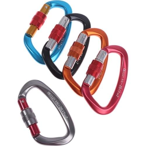 25KN Professional Climbing Carabiner D Shape Aviation Aluminum Safety Lock Outdoor Ascend Mountaineering Equipment
