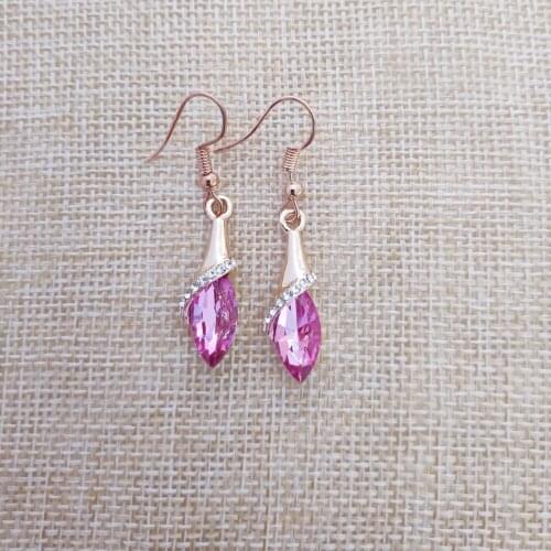 QiLeSen Fine jewelry 925 sterling silver suitable for ladies wedding earrings, Single-minded gold rose red color earrings YW134