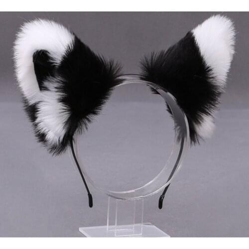 1PC Realistic Furry Animal Cat Ears Headband Lolita Cute Faux Fur Anime Hair Hoop Halloween Cosplay Party Headpiece