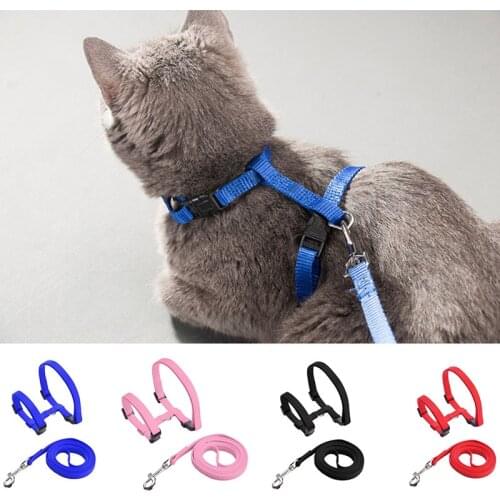 Adjustable Cat Harness with Leash Set Soft Nylon Halter Harness Strap Collar for Small Puppy Pet Dog Kitten Cat Lead for Walking