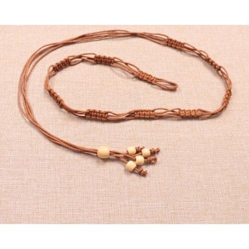 Rope Waist Belt Braided Chic Decorative Bead Waist Belt Dress Belt Handmade Weave Waist Belt for Women Girls Jewellery