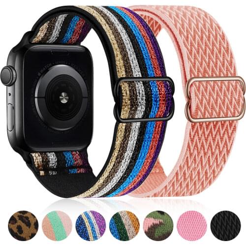 International Collection Sport Strap For Apple Watch Band 44mm 40mm 38mm 42mm Adjustable Nylon Loop iWatch Series 3 4 5 6 Se