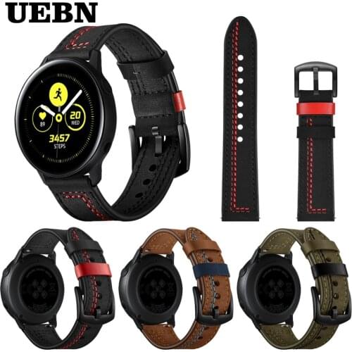UEBN 20mm Luxury Leather Wrist Strap For Samsung Active 2 44mm 40mm/Galaxy Watch 42mm/Gear Sport S2 Band Bracelet Watchbands