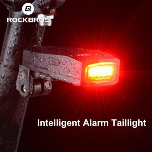 ROCKBROS Bicycle Light Anti Theft Burglar Smart Alarm Taillight Romote Control Shock Sensor Safe Flash Light Cycling Equipment