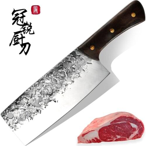 Hand Forged Cleaver Knife High Carbon Steel Heavy Duty Meat Butcher Tool Full Tang Chef Kitchen Knives Best Dropshipping Product