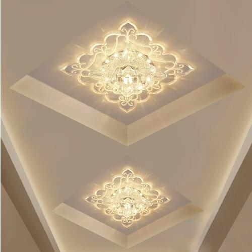 Modern Square Color Headlamp Led Ceiling Lamp Embedded Crystal Aisle Hallway Entrance Lamp Interior Light