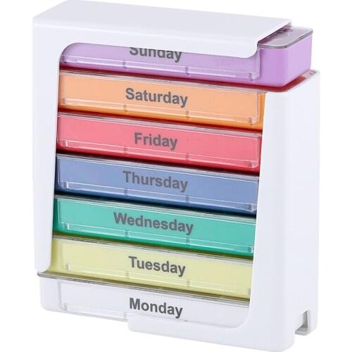 Pill Case Drawer Plastic Pill Container Box Portable Travel Tablet Storage Holder with Lid