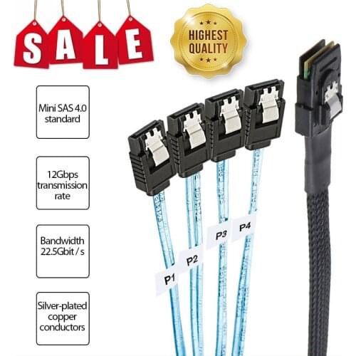 Straight Head Solid State Drive Data Cable Mini SAS SFF-8087 To 4SATA SAS 36P To 4SATA3.0 For Bitcoin BTC Chia Mining