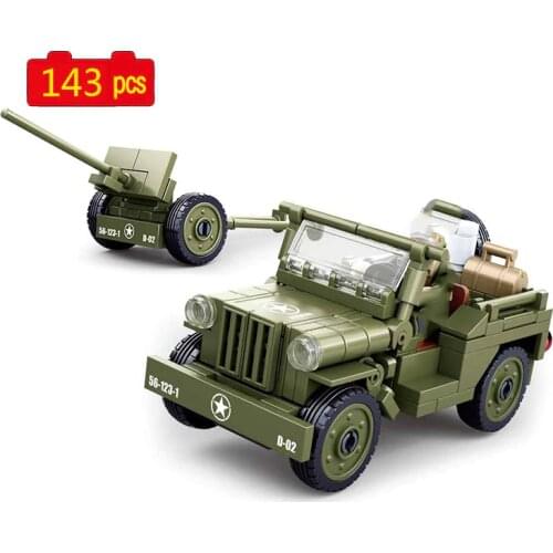 Military series WWII Military combat off-road vehicle Weapon accessories soldiers Figures Building Blocks Bricks Toys Gifts