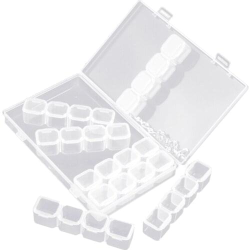 W3JE Transparent 28 Compartments Transparent Storage Box Plastic Tins Diamond Painting Tools Storage Containers Small Parts Case