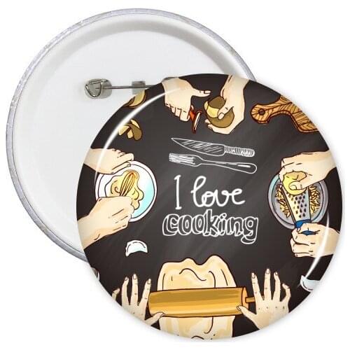 I love cooking Dumplings Potato Round Pins Badge Button Clothing Decoration Gift 5pcs