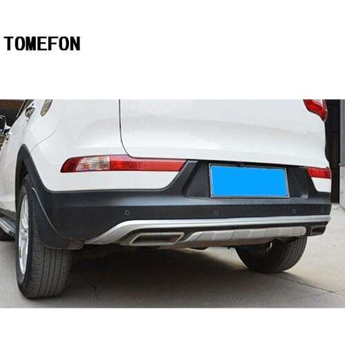 TOMEFON For Kia Sportage R 2010 2011 2012 2013 2014 ABS Chrome Front Rear Bumper Guard Protector Skid Plate Exterior Trim 2pcs