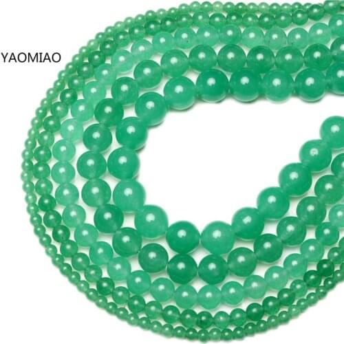 Natural Jades Stone Beads Green Chalcedony Round Beads for DIY Bracelet Jewelry Making 15" Strand 4/6/8/10/12mm
