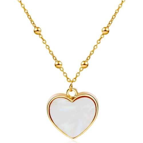Fashion White Heart-shaped Pendant Necklace Elegant Womens Long Gold Color Clavicle Chain Romantic Wedding Party Jewelry Gift