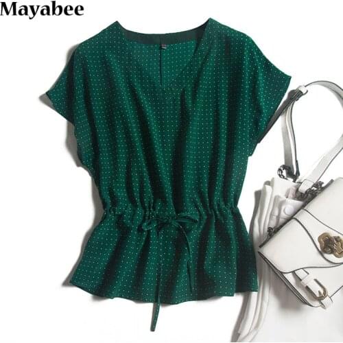 Silk T-Shirt Women Short-Sleeved 2021 New Spring INS Super Fire Western Style Wave Dot Printing Top Summer