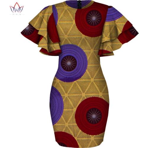 Flare Sleeve Dashiki African Dresses for Women Bazin Riche Ankara Print Mini Dresses Women African Clothing Customization WY6218