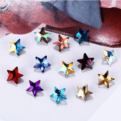 10mm Star Shape Rhinestones K9 Glass Strass Art Crafts Clothes Decoration Loose Stones Pointback Glass Rhinestones Crystals
