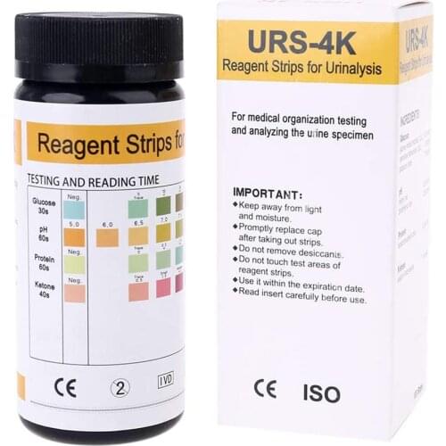 100Pcs URS-4K Urine Test Strip Professional Ketone Test Strip For Urine For Testing And Analyzing Glucose, PH, Protein, Ketone