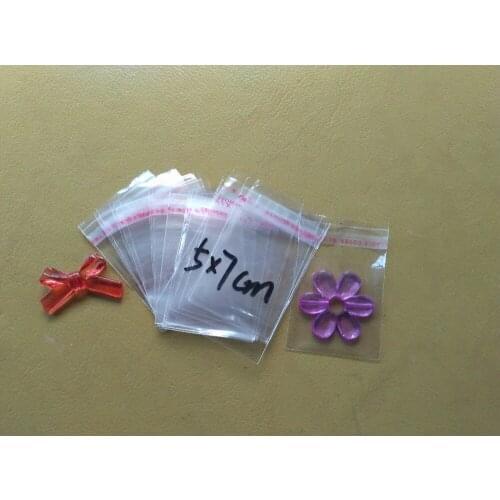 10000pcs 5*7cm Clear Transparent Self Adhesive Resealable Opp Poly Cellophane Food Candy Jewelry Gift Bags Packing Plastic Bag