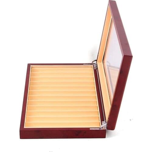 12 Slots Wood Pen Display Box Pen Fountain Storage Box Wood Showcase Organizer