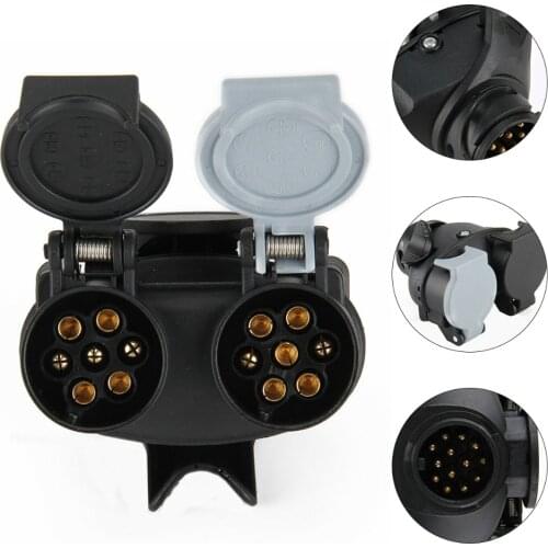 13Pin to 7Pin Trailer Caravan Light Board Extension Towing Plug Socket Adaptor 13 pin plug to Twin 7 pin N & S Type Socket