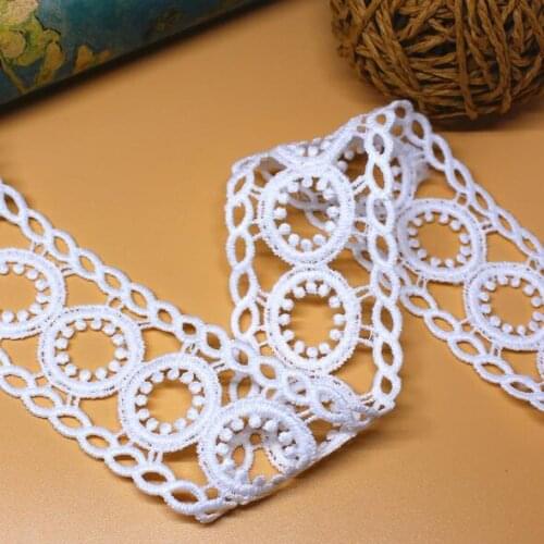 15Yards Delicate Flower Circle Embroidered Lace Ribbon Applique Fabric Handmade DIY Clothes Sewing Craft Wedding Lace Decoration