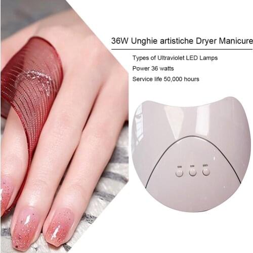 36W LED Nail Dryer Smart Timing Curing Phototherapy Lamp for UV Gel Nail Polish Close to White Light Harmless Eyes or Skin