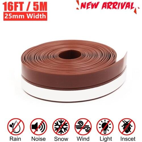 5M Door Bottom Seal Strip Weather Window Rubber Seal Weatherstrip Windproof Dust Self Adhesive Door Windshield 25MM Sealing Tape