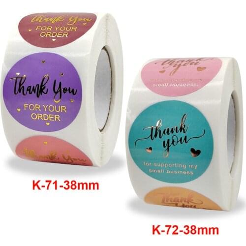 500pcs Thank You Stickers Seal Labels 1.5inch Gold Foil Paper Decoration Sticker For Handmade Wedding Gift Stationery Sticker