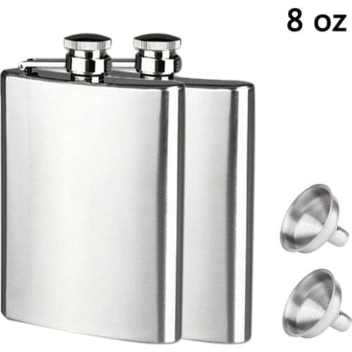 8oc Stainless Steel Hip Flasks Pocket Hip Flask Alcohol Whiskey Liquor Screw Cap Funnel Liquor Hip Flask