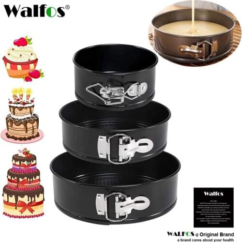 Walfos 3 Pcs/Set Non-Stick Metal Bake Mould Round Baking Tool Cake Pan Dish Bakeware Carbon Steel Cakes Mold Kitchen Accessories