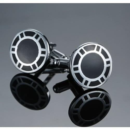 C-MAN1 Fashion mens shirts Cufflinks black circular pattern Cufflinks French wedding shirt clothing accessories