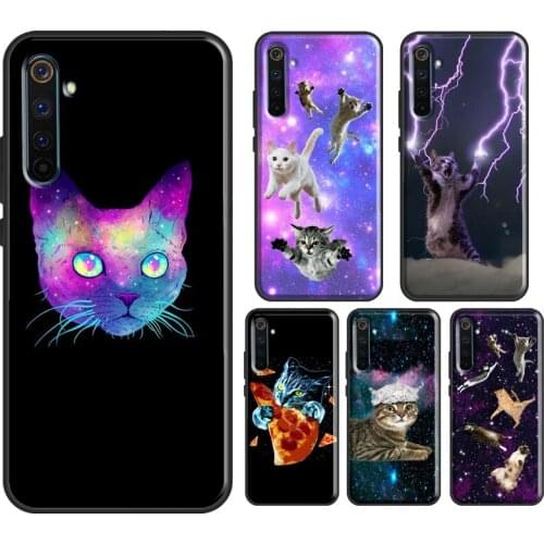 Cat in Space Case For Realme C3 XT 6 7 X2 X7 Pro For OPPO A9 2020 Reno4 For OnePlus 7 8 Pro Nord
