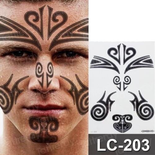 Tribal tattoo waterproof temporary tattoo neck stickers face makeup small tattoos men black henna tattoo for men boys body decal