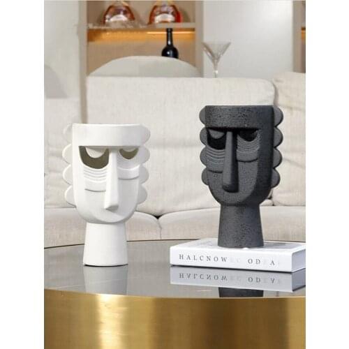 WSHYUFEI Human face Ceramics Vase Decoration living room TV cabinet entrance Decoration salon Living room Flower pot