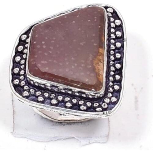 Genuine Ocean Jasper Ring Silver Overlay over Copper, USA Size 7.5 , R6976