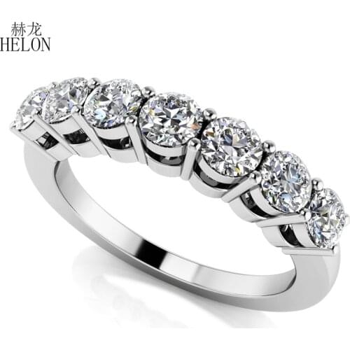 HELON Moissanite Ring Solid 18K White Gold 0.7CT VVS/D Color Lab Grown Diamond Moissanite Engagement Ring Women Trendy Jewelry