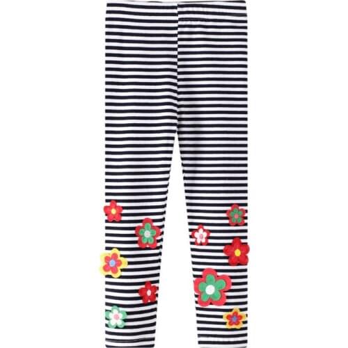 New Stripe Flower Kids Legging Pants for Autumn Spring Fashion Kids Skinny Trousers Hot Selling Pencil Pants
