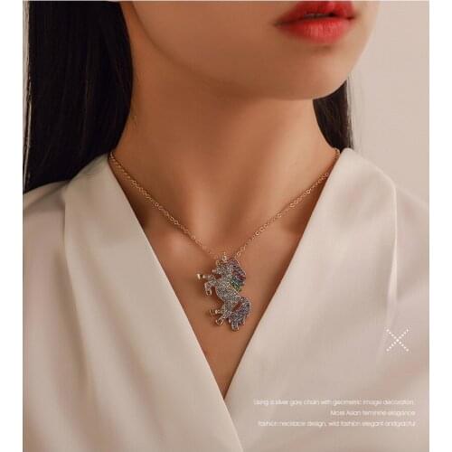 Miuoxion New Fashion Bohemia Hot unicorn jewelry color inlaid horse necklace for women feature namour Charm christmas Gift