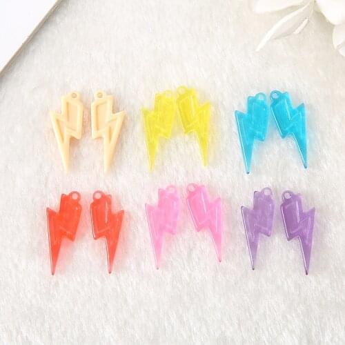 6pairs /Lot 27*10mm Punk Style Multicolor Flatback Resin Lightning For Necklace Earring Keychain Pendant DIY Making Accessories