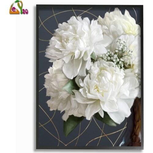White Flower Bouquet 5d diy diamond painting cross stitch full square round drill diamond embroidery kits decoration