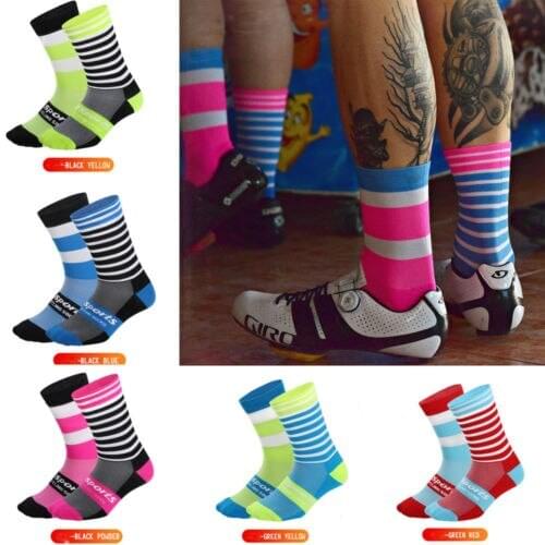 2020 New Style Fashion Hot Sport Cycling Socks Patchwork Men Women Breathable Sports Bike Socks Stripe