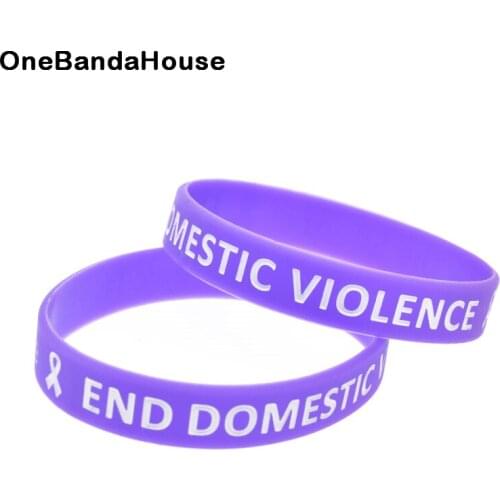 OBH 50PCS End Domestic Violence Break The Silence Silicone Rubber Bracelet Adult Size