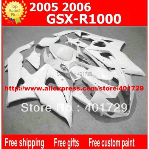 Fairings body kit for Suzuki GSXR1000 GSXR 1000 2005 2006 GSXR 1000 05 06 all glossy white fairing set with 7 gifts AQ19