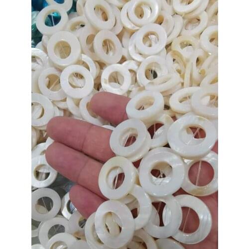 10pcs Wholesale 20mm Pearl Shell Donut Circle Round Shape Beads white Shell Beads Full strand